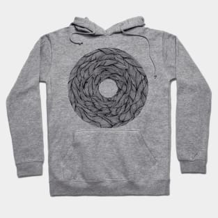 Artwork circle abstract line art - tatoo - black white - geometric Hoodie